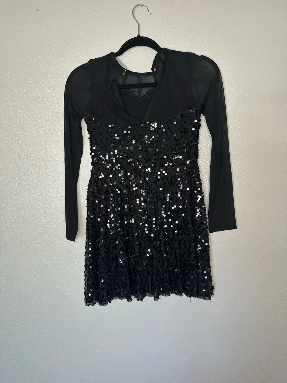 Weissman Black Long-Sleeve Sequin Mini Dress